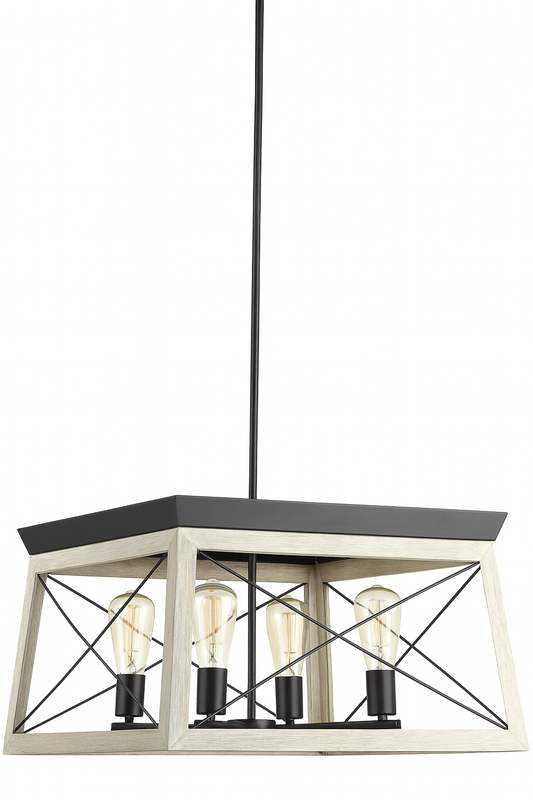 Progress Lighting Briarwood Collection 4-Light Graphite Farmhouse Square Chandelier Light