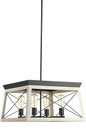 Progress Lighting Briarwood Collection 4-Light Graphite Farmhouse Square Chandelier Light