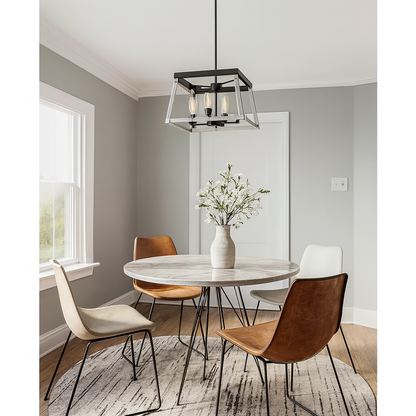 Progress Lighting Briarwood Collection 4-Light Graphite Farmhouse Square Chandelier Light