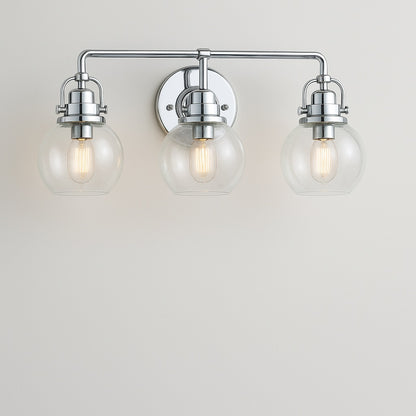 JONATHAN Y Shirley 24 in. 3-Light Metal/ Bubbled Glass Chrome Vanity Light