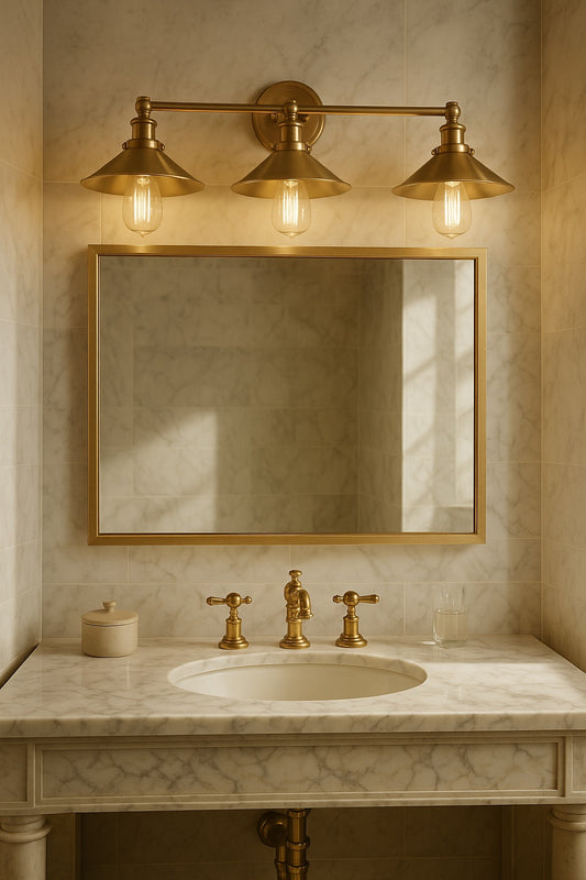 JONATHAN Y August 26.5 in. 3-Light Metal Brass Gold Vanity Light