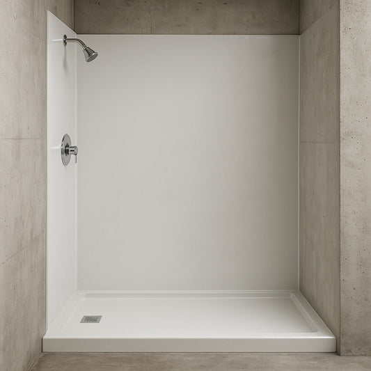 Townsend 60 in. L x 32 in. W Single Threshold Alcove Shower Pan Base with Left Drain in White 791556110229 American Standard