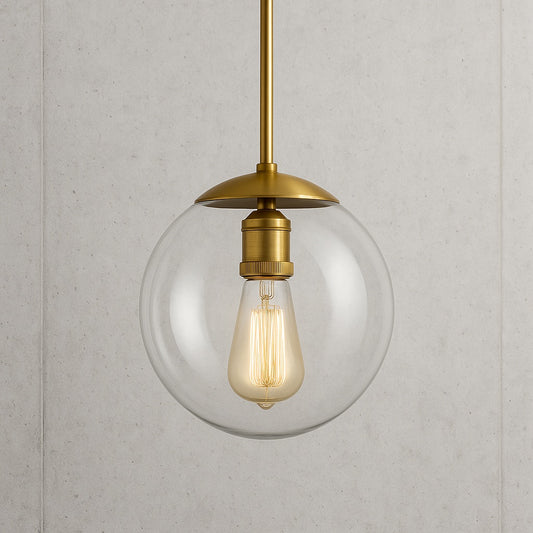 Home Decorators Collection 9 in 1 Light Aged Brass Globe Pendant with Vintage Bulb Included HD 1611AGB/306935855 782042171664 Home Decorators Collection