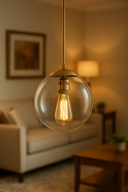 Home Decorators Collection 9 in 1 Light Aged Brass Globe Pendant with Vintage Bulb Included HD 1611AGB/306935855 782042171664 Home Decorators Collection