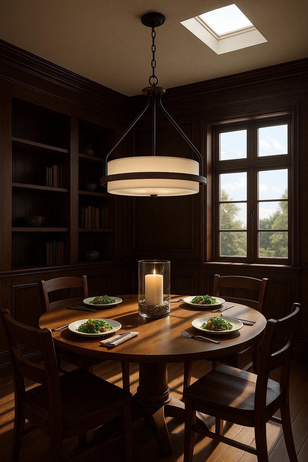 Volume Lighting Emery 3-Light Walnut and Black Indoor Mini Hanging Chandelier with Frosted Glass Drum