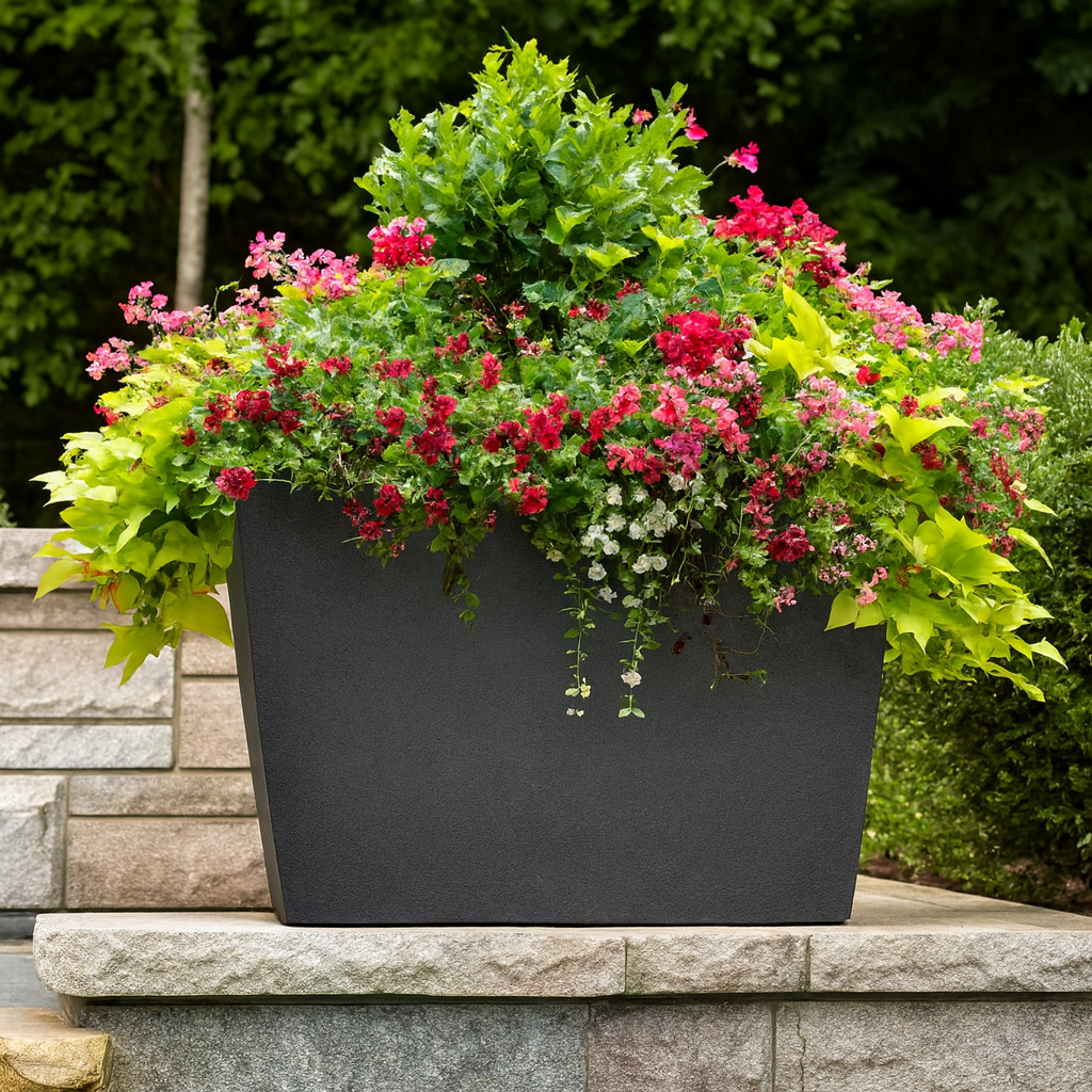 Tierra Verde Sonata 20 in. H x 28 in W. Rectangle Slate Rubber Self-Watering Trough Decorative Pot