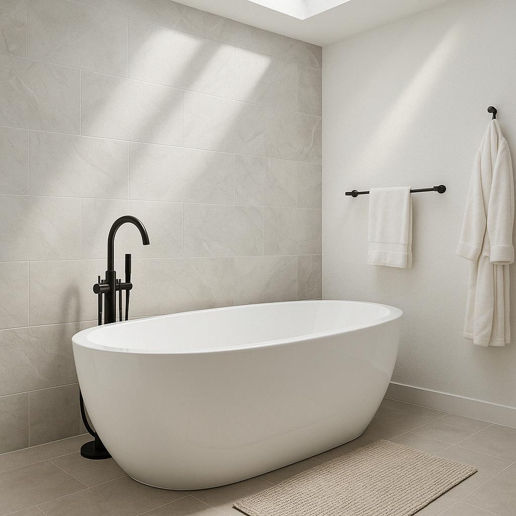 AKDY 1 Handle Freestanding Floor Mount Tub Faucet Bathtub Filler with Hand Shower in Matte Black TF0042/307533914 810070031152 AKDY