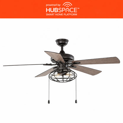 Home Decorators Collection Ellard 52 in LED Indoor Matte Black Ceiling Fan with Light
