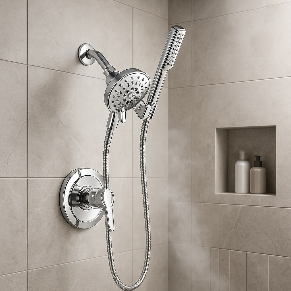 12-spray 5 in. High PressureDual Shower Head and Handheld Shower Head in Chrome