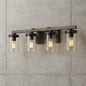 LNC Birdwood 28 in 4 Light Rust Gray Industrial Bathroom Vanity Light with Brushed Bronze Accents and Clear Glass Shades A03410/307622972 811159032343 LNC