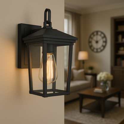 LNC 1 Light Outdoor Lantern Sconce Wall Light with Clear Glass for Patio or Porch A03278S/307622974 811159032091 LNC