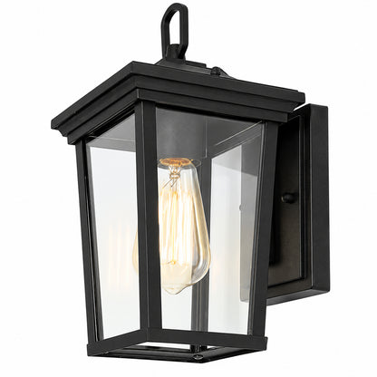 LNC Modern Coastal Matte Black Outdoor Sconce 1 Light Wall Mount Lantern with Clear Glass for Patio Porch Entry A03278S