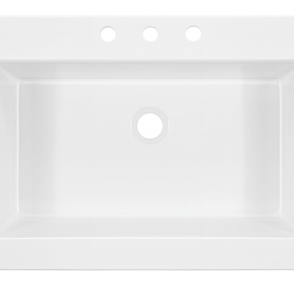 SINKOLOGY Josephine 34 in. 3-Hole Quick-Fit Farmhouse Apron Front Drop-in Single Bowl Crisp White Fireclay Kitchen Sink