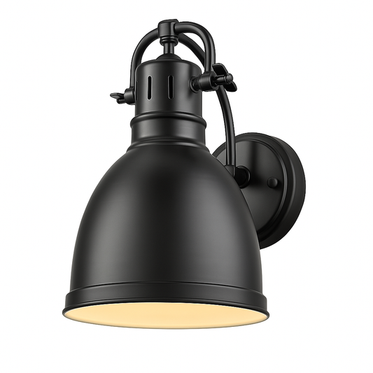 Golden Lighting Duncan Collection 1 Light Black Sconce with Matte Black Shade 3602 1W BLK BLK/308019540 844375059122 Golden Lighting