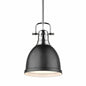 Golden Lighting Duncan 1 Light Black Pendant And Rod With Matte Black Shade