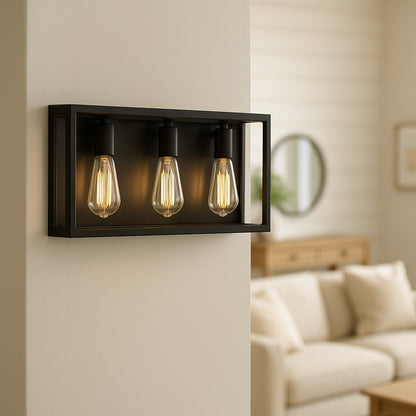 Home Decorators Collection Rollins 22 in 3 Light Black Vanity Light 35270 HB/308052282 773546292771 Home Decorators Collection