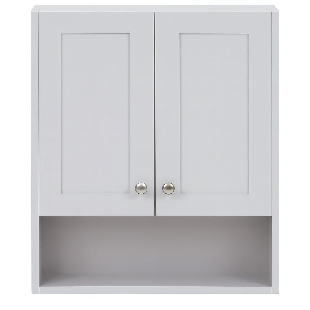 Glacier Bay Lancaster 21 in. W x 8 in. D x 26 in. H Surface-Mount Shaker Bathroom Storage Wall Cabinet in Pearl Gray
