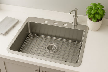 Elkay Avenue 25 in. Drop-In/Undermount Single Bowl 18-Gauge Stainless Steel Kitchen Sink with Accessories