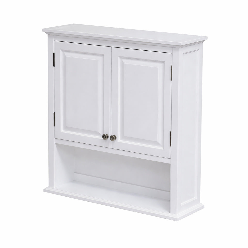 Alaterre Furniture Dorset 27 in W Wall Mounted Bath Storage Cabinet with 2 Doors and Open Shelf in White
