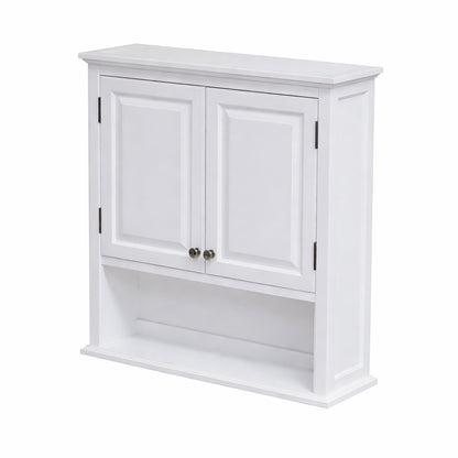 Alaterre Furniture Dorset 27 in W Wall Mounted Bath Storage Cabinet with 2 Doors and Open Shelf in White