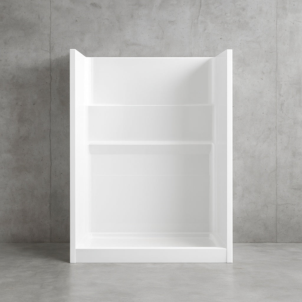 Bootz Industries NexTile 60 in W x 30 in D x 60 in H Four Piece Direct to Stud Composite Alcove Tub Surround in White