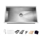 Glacier Bay Zero Radius 30 in. Undermount Single Bowl 18 Gauge Stainless Steel Kitchen Sink with Accessories
