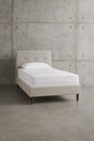 StyleWell Warrenton Taupe Twin Upholstered Bed with Tufted Headboard