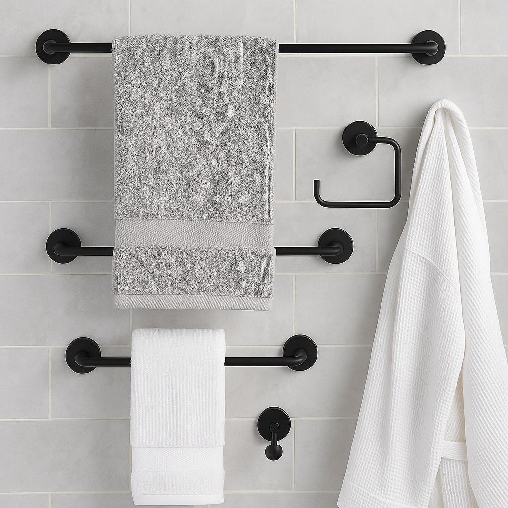 Trinsic 30 in. Wall Mount Towel Bar Bath Hardware Accessory in Matte Black