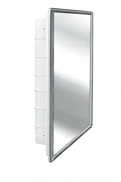 ZACA SPACECAB Regulus 16 in. x 26 in. x 3-1/2 in. Framed Recessed 1-Door Bathroom Medicine Cabinet with 6-Shelves and Chrome Frame
