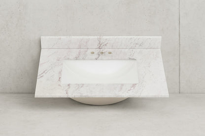 Home Decorators Collection 31 in W x 22 in D Engineered Stone Composite White Rectangular Single Sink Vanity Top in Lunar