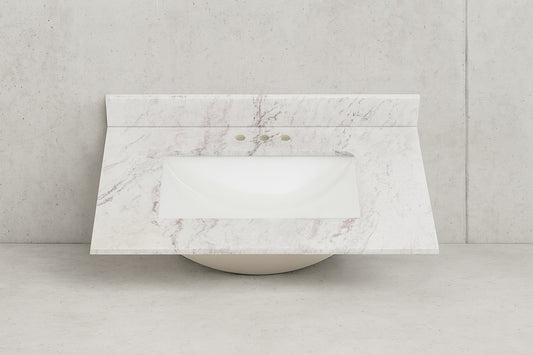 Home Decorators Collection 31 in W x 22 in D Engineered Stone Composite White Rectangular Single Sink Vanity Top in Lunar