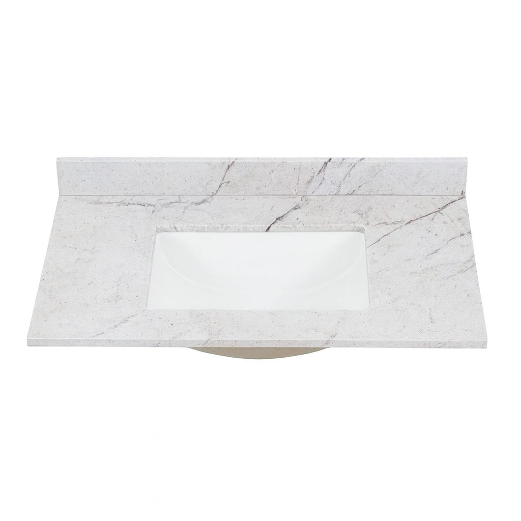 Home Decorators Collection 37 in W x 22 in D Engineered Stone Composite White Rectangular Single Sink Vanity Top in Lunar SE3722R LR