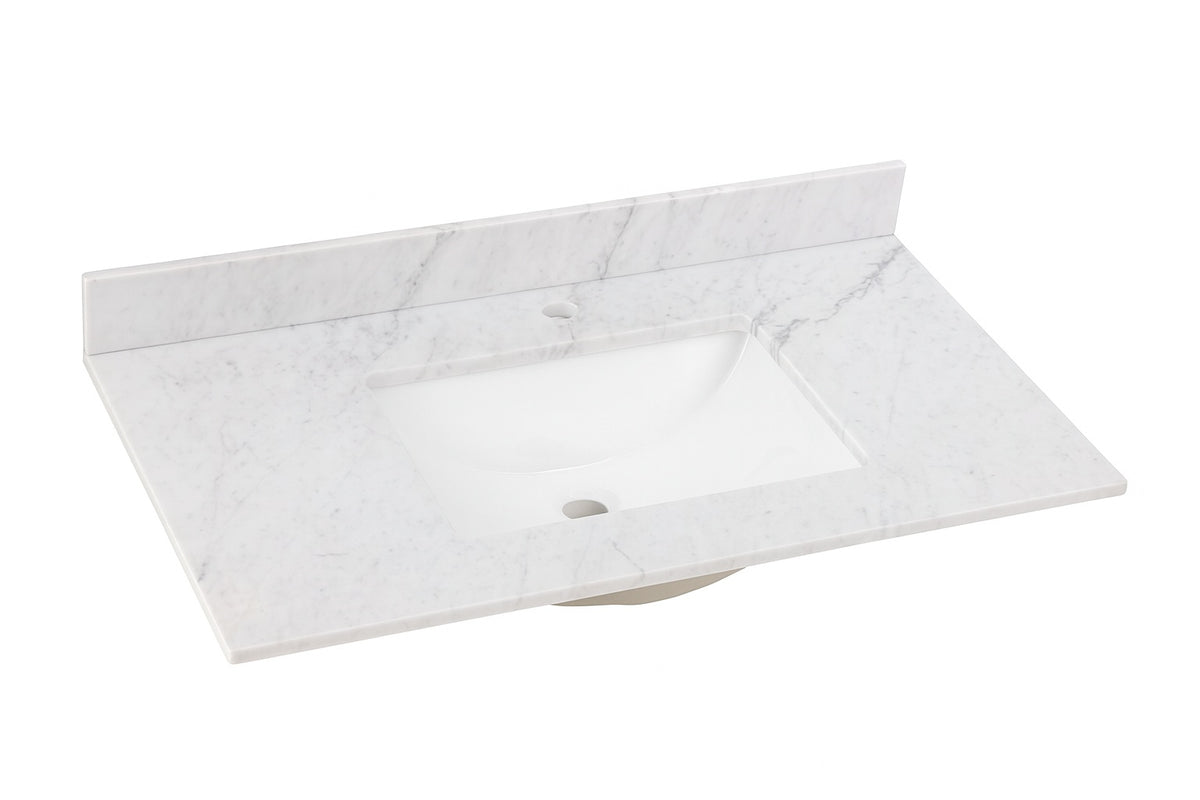 Home Decorators Collection 37 in W x 22 in D Engineered Stone Composite White Rectangular Single Sink Vanity Top in Lunar SE3722R LR