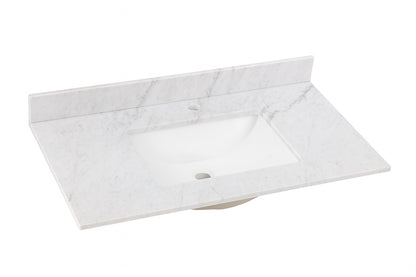 Home Decorators Collection 37 in W x 22 in D Engineered Stone Composite White Rectangular Single Sink Vanity Top in Lunar SE3722R LR