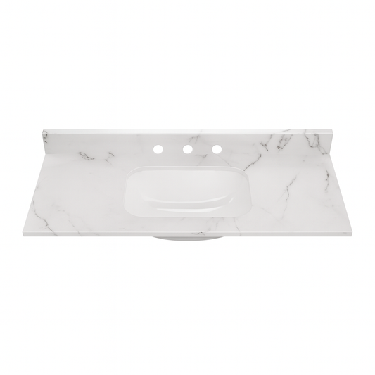 Home Decorators Collection 49 in. W x 22 in. D Engineered Stone Composite White Rectangular Single Sink Vanity Top in Lunar