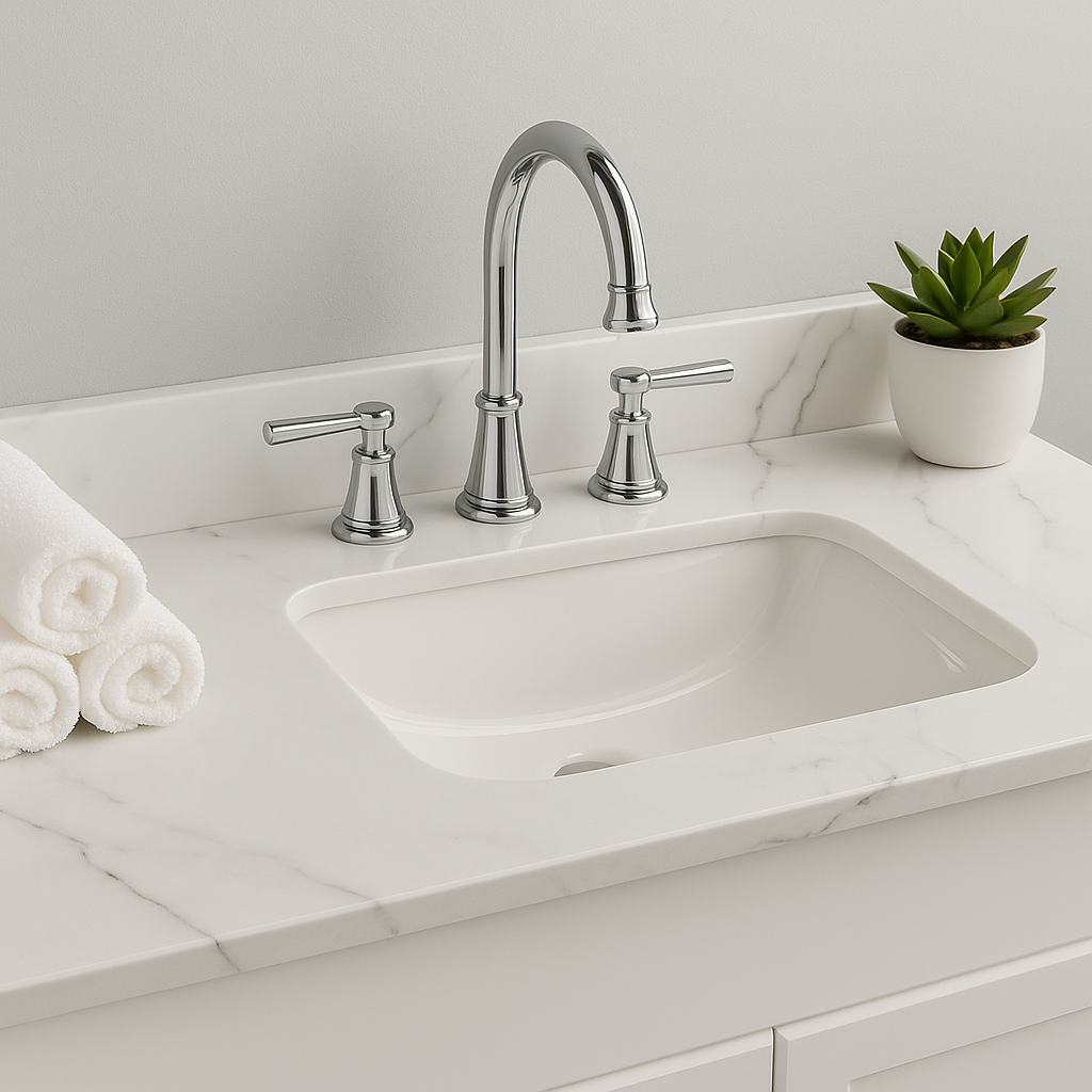 Home Decorators Collection 49 in. W x 22 in. D Engineered Stone Composite White Rectangular Single Sink Vanity Top in Lunar