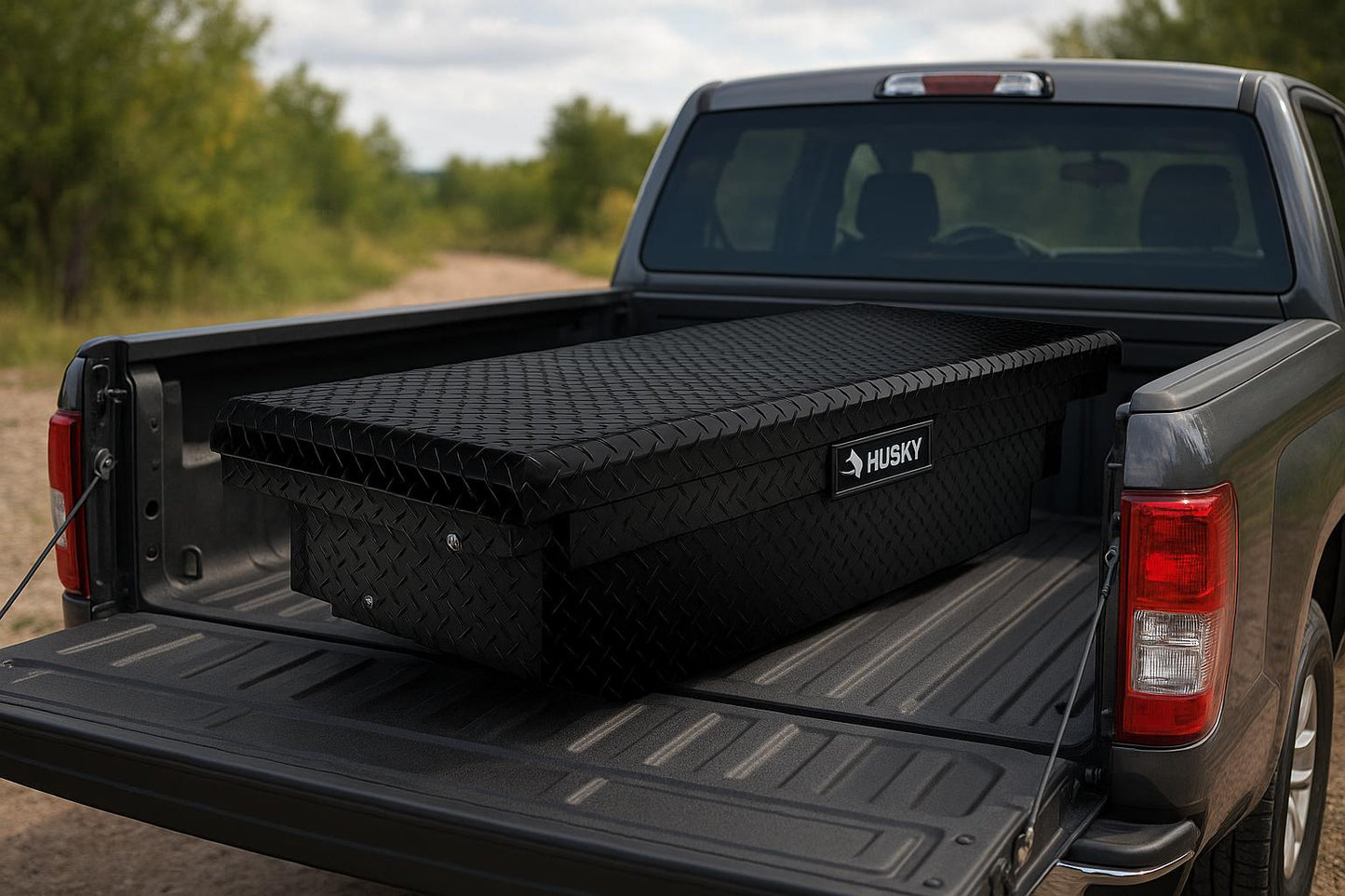 61.86 in. Matte Black Aluminum Low Profile Mid-Size Crossbed Truck Tool Box