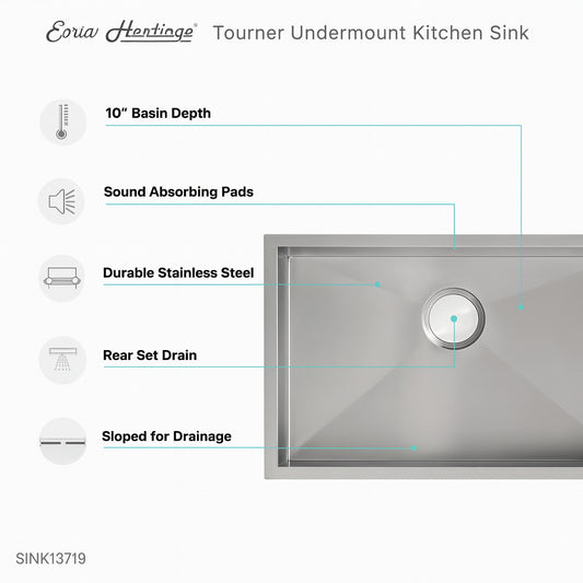 Swiss Madison Tourner 27 in. x 19 in. Stainless Steel, Single Basin, Undermount Kitchen Sink