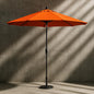 9 ft. Hammertone Grey Aluminum Market Patio Umbrella with Push Button Tilt Crank Lift in Melon Sunbrella