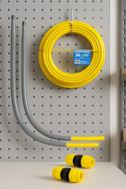 Underground 3/4in IPS New Install Kit (1)3/4inx100ft Pipe, (2)3/4in Couplers, (2)3/4in Meter Risers, Gas Line Detection