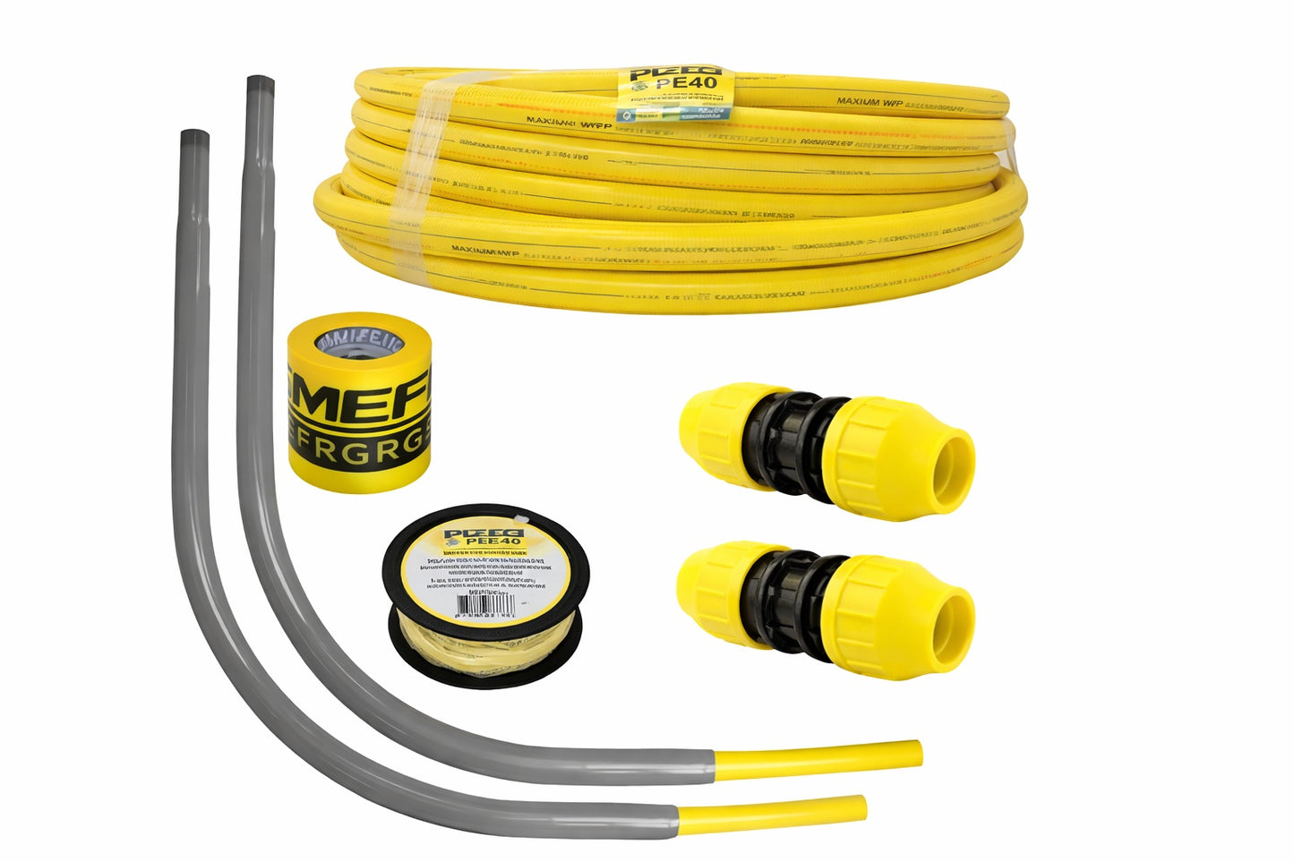 HOME FLEX Underground 1in IPS New Install Kit 1 1in x 100 ft Pipe 2 1in Couplers 2 1in Meter Risers Gas Line Detection