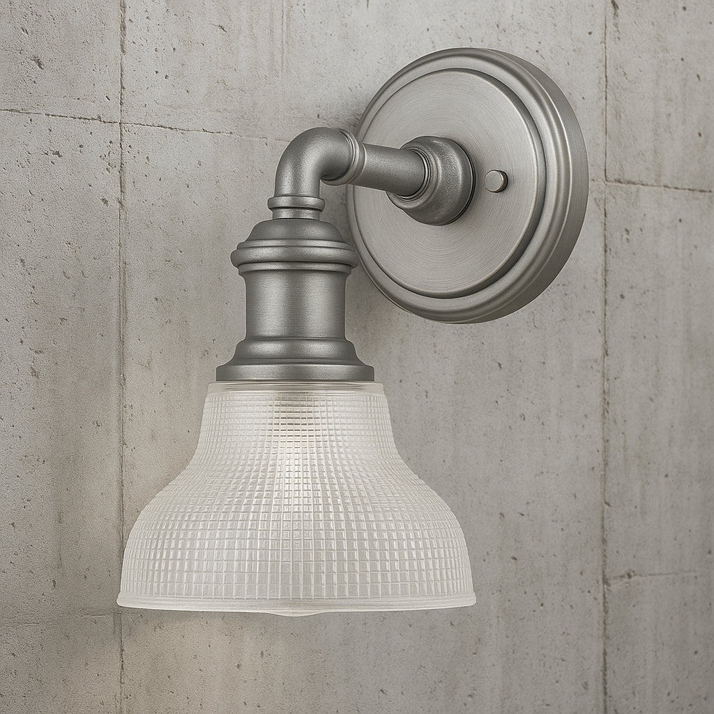 Home Decorators Collection Foxcroft 5 in Antique Nickel Sconce with Clear Prismatic Glass Shade 8009HDCAN/308593644 785247232017 Home Decorators Collection