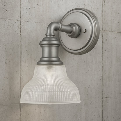 Home Decorators Collection Foxcroft 5 in Antique Nickel Sconce with Clear Prismatic Glass Shade 8009HDCAN/308593644 785247232017 Home Decorators Collection