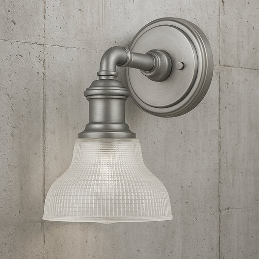 Home Decorators Collection Foxcroft 5 in Antique Nickel Sconce with Clear Prismatic Glass Shade 8009HDCAN/308593644 785247232017 Home Decorators Collection