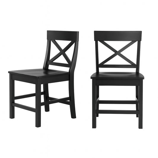 StyleWell Cedarville Charcoal Black Wood Dining Chair with Cross Back (Set of 2)