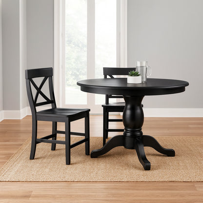 StyleWell Cedarville Charcoal Black Wood Dining Chair with Cross Back (Set of 2)