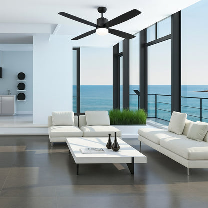 Home Decorators Collection Kitteridge 52 in. LED Indoor Matte Black Ceiling Fan with Light Kit