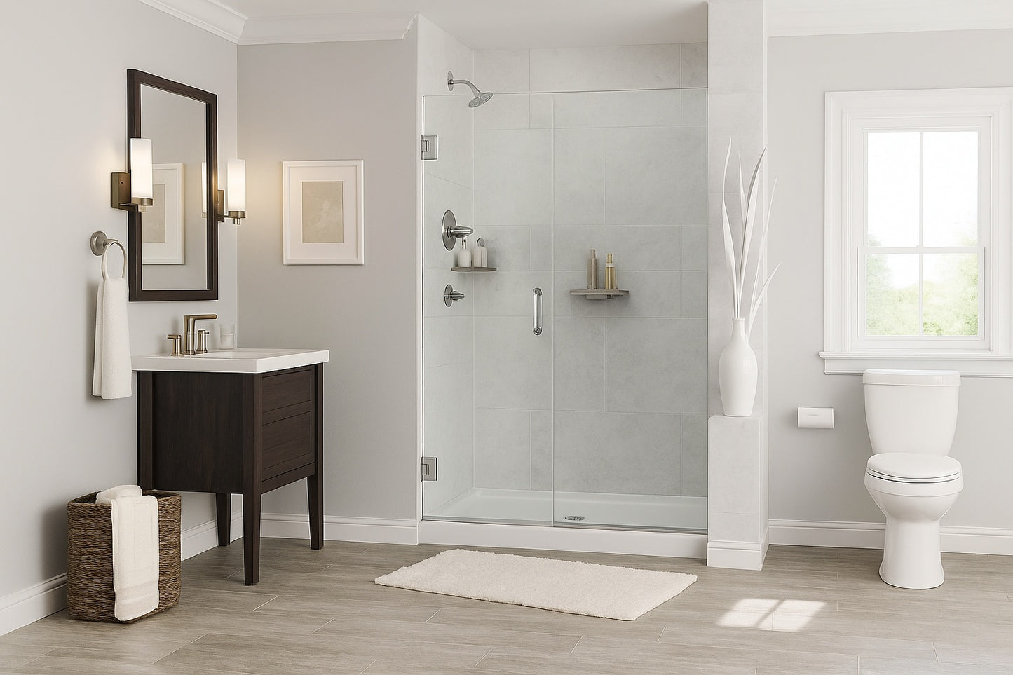 American Standard Passage 32 in W x 72 in H Four piece Glue Up Laminate Alcove Shower Wall Set in Serene Marble