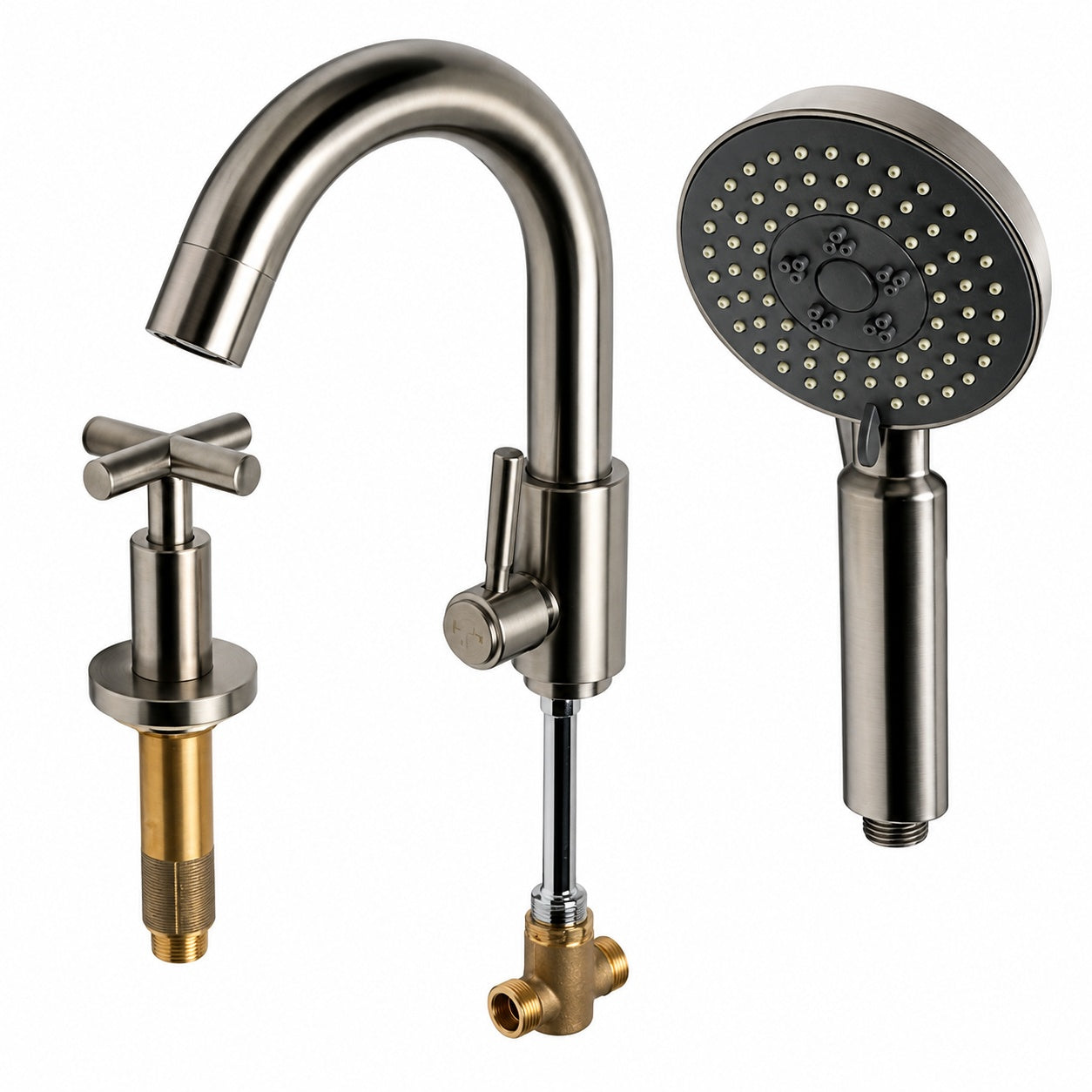 ALFI BRAND 2 Handle Deck Mount Roman Tub Faucet in Brushed Nickel