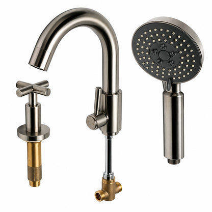 ALFI BRAND 2 Handle Deck Mount Roman Tub Faucet in Brushed Nickel
